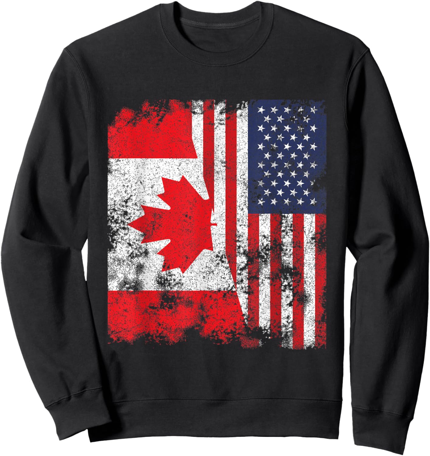Canada USA Flag Distressed - Half American Women Kids Men Sweatshirt - Sweatshirt | Black