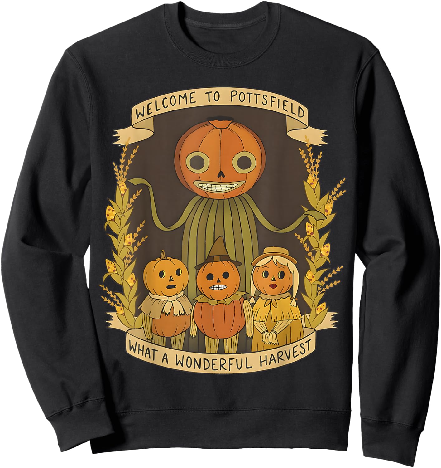 Spooky Pottsfield Harvest Festival Pumpkin Vibes Halloween Sweatshirt - Sweatshirt | Black