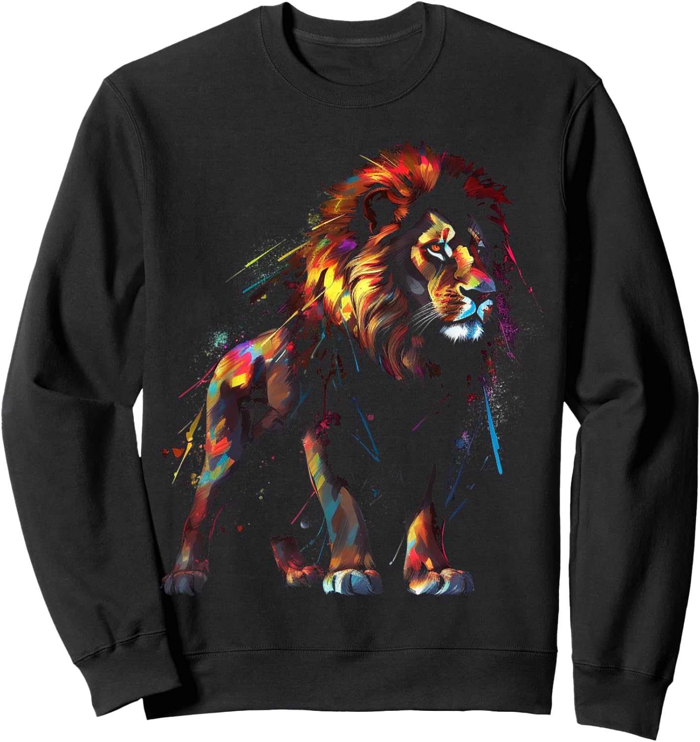 Lion art colourful animal lovers motif zoo lion Sweatshirt - Sweatshirt | Black