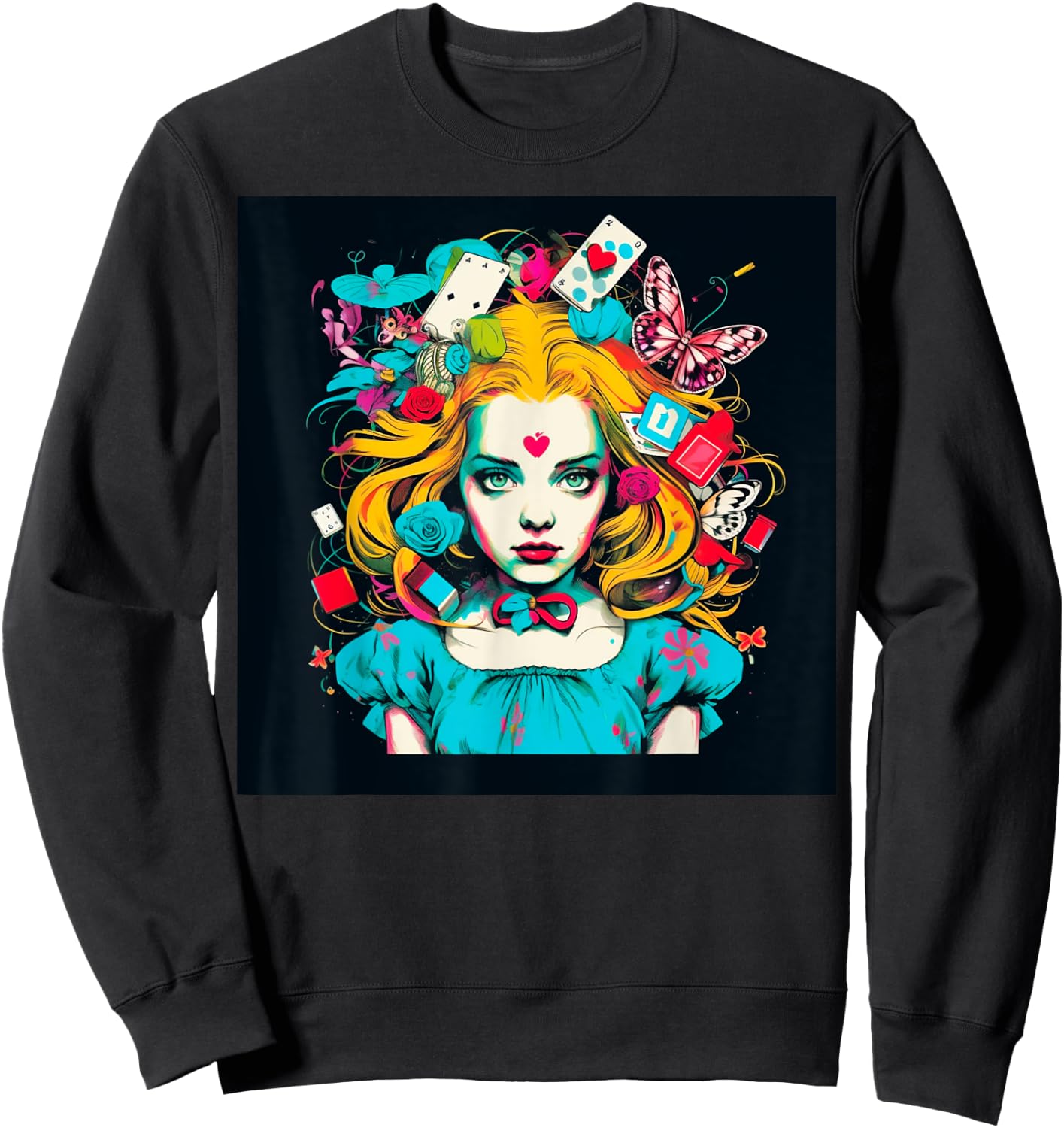 Alice T Wonderland Pop Surrealism Fiction Clothing Punk T Sweatshirt - Sweatshirt | Black