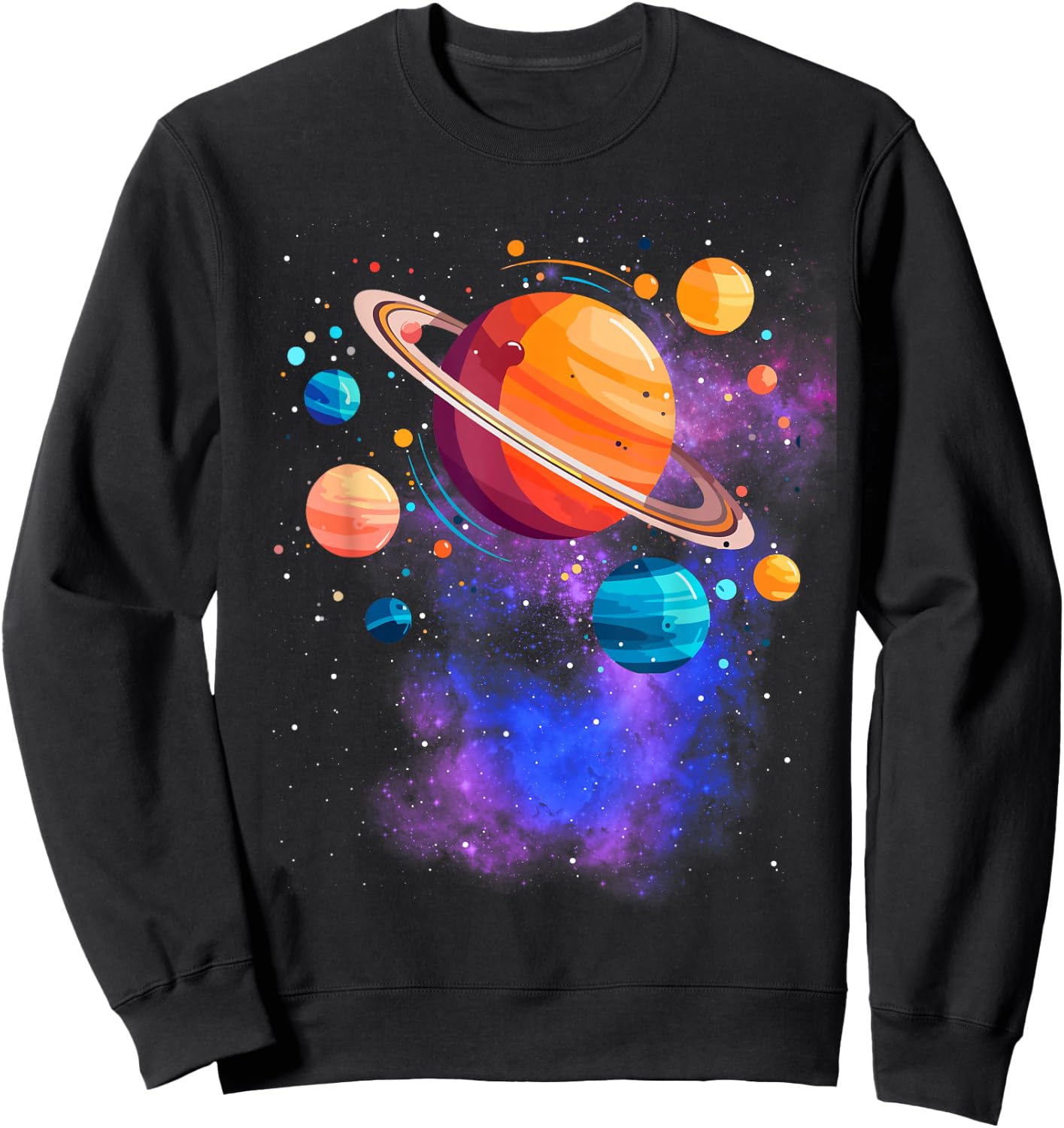 Space Planets Stars Galaxy Sweatshirt - Sweatshirt | Black