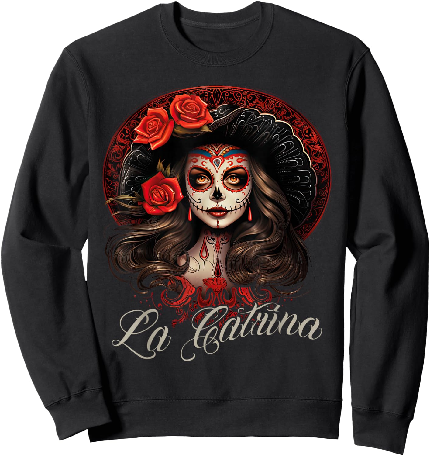 La Catrina Dress Stylish Day of The Dead Costume La Catrina Sweatshirt - Sweatshirt | Black