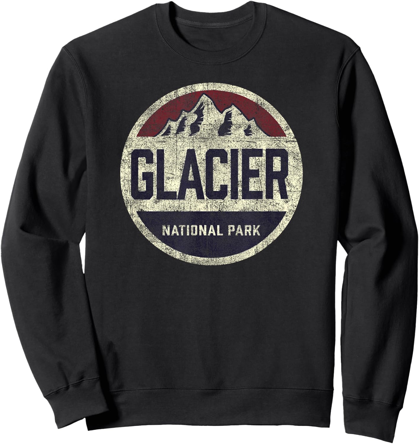 Vintage Glacier National Park Retro Mountain Kids Souvenir Sweatshirt - Sweatshirt | Black