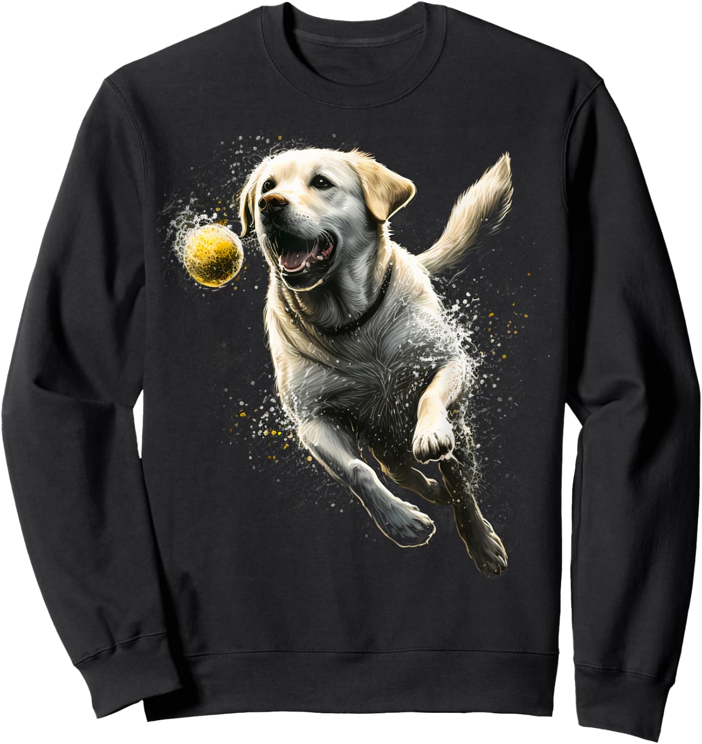 Yellow Labrador Retriever chasing a ball Labrador Retriever Sweatshirt - Sweatshirt | Black