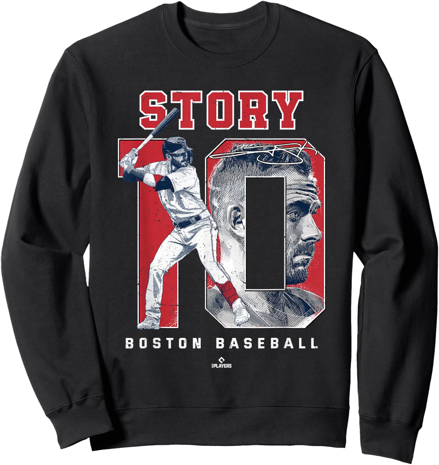 Number and Portrait Trevor Story Boston MLBPA Sweatshirt - Sweatshirt | Black