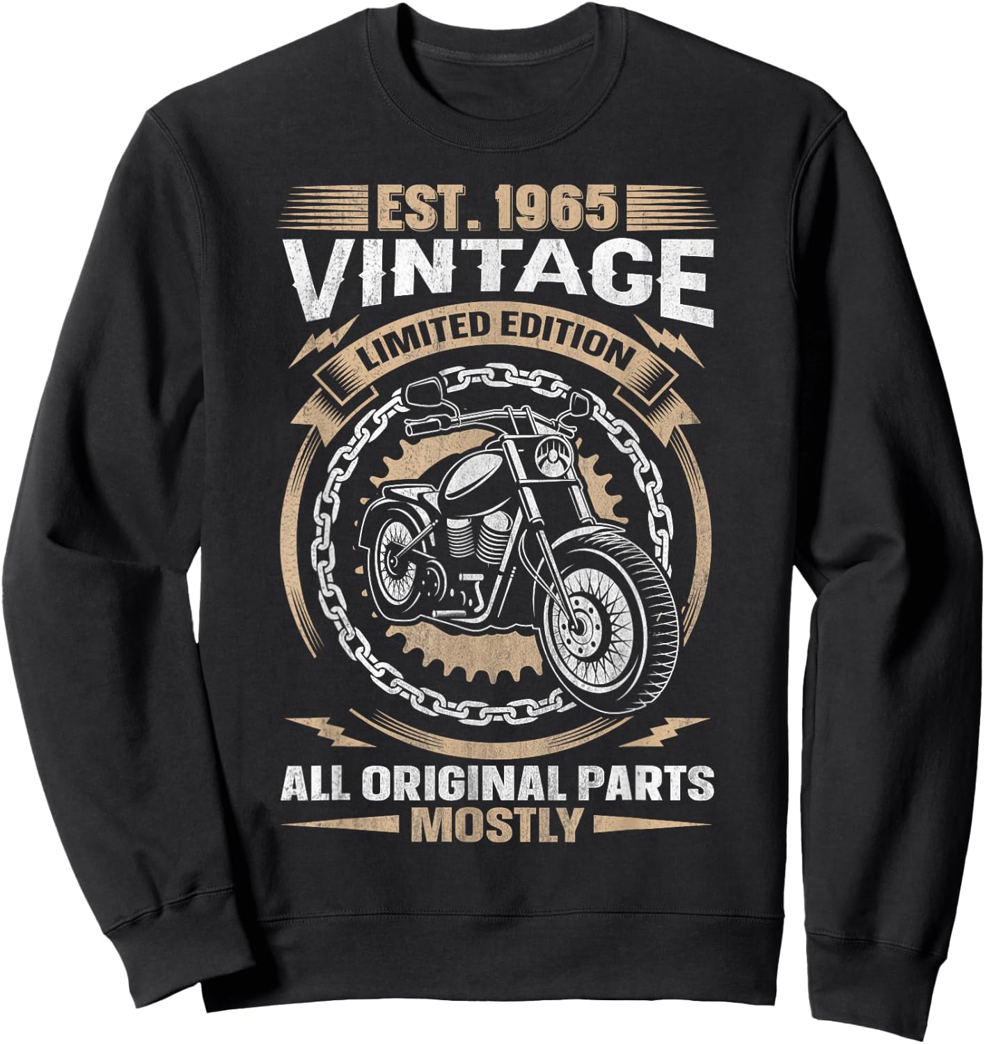 Est 1965 Vintage All Original Parts Motorcycle 59th Birthday Sweatshirt - Sweatshirt | Black