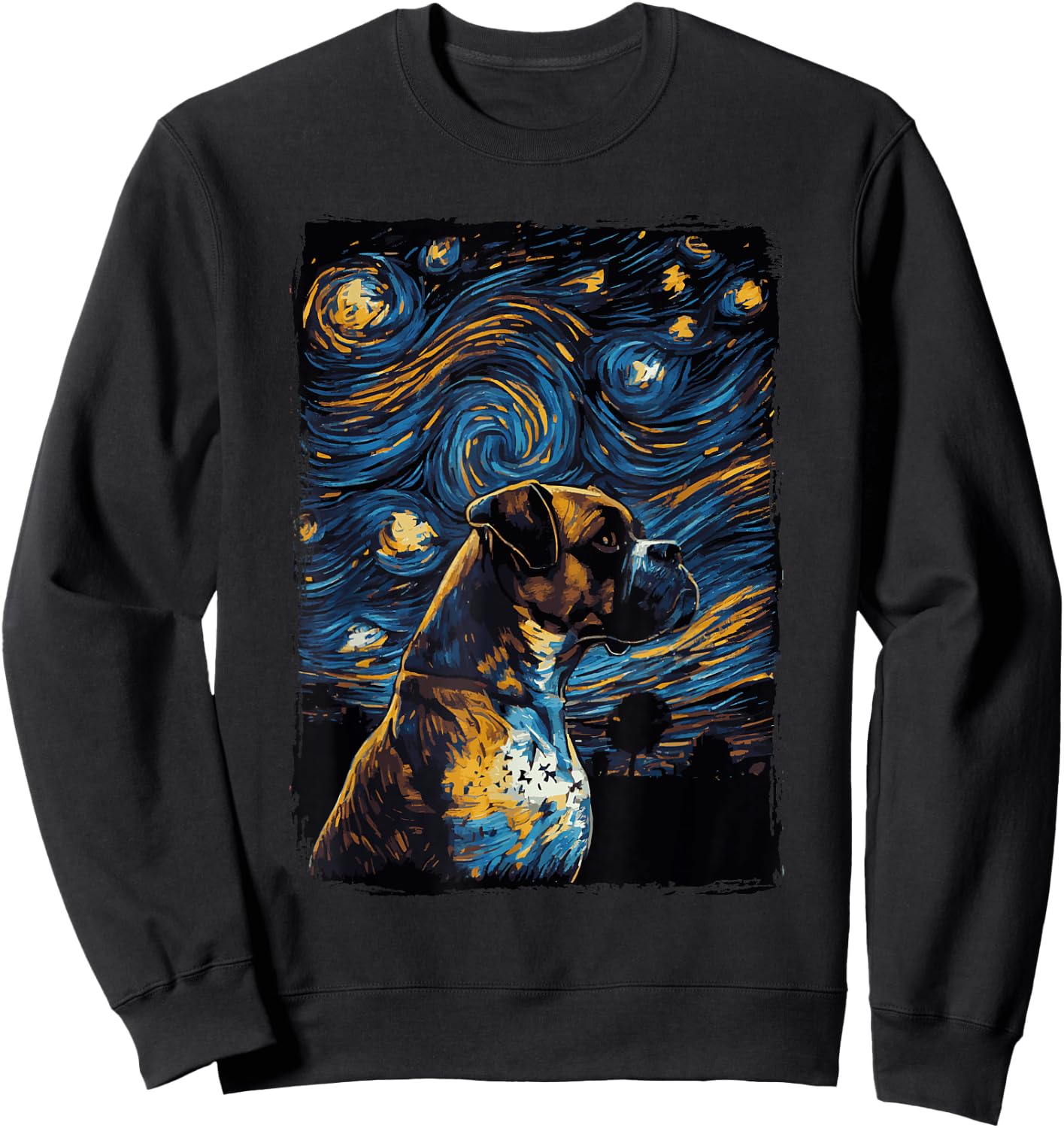 German Boxer Dog Starry Night Sweatshirt - Sweatshirt | Black