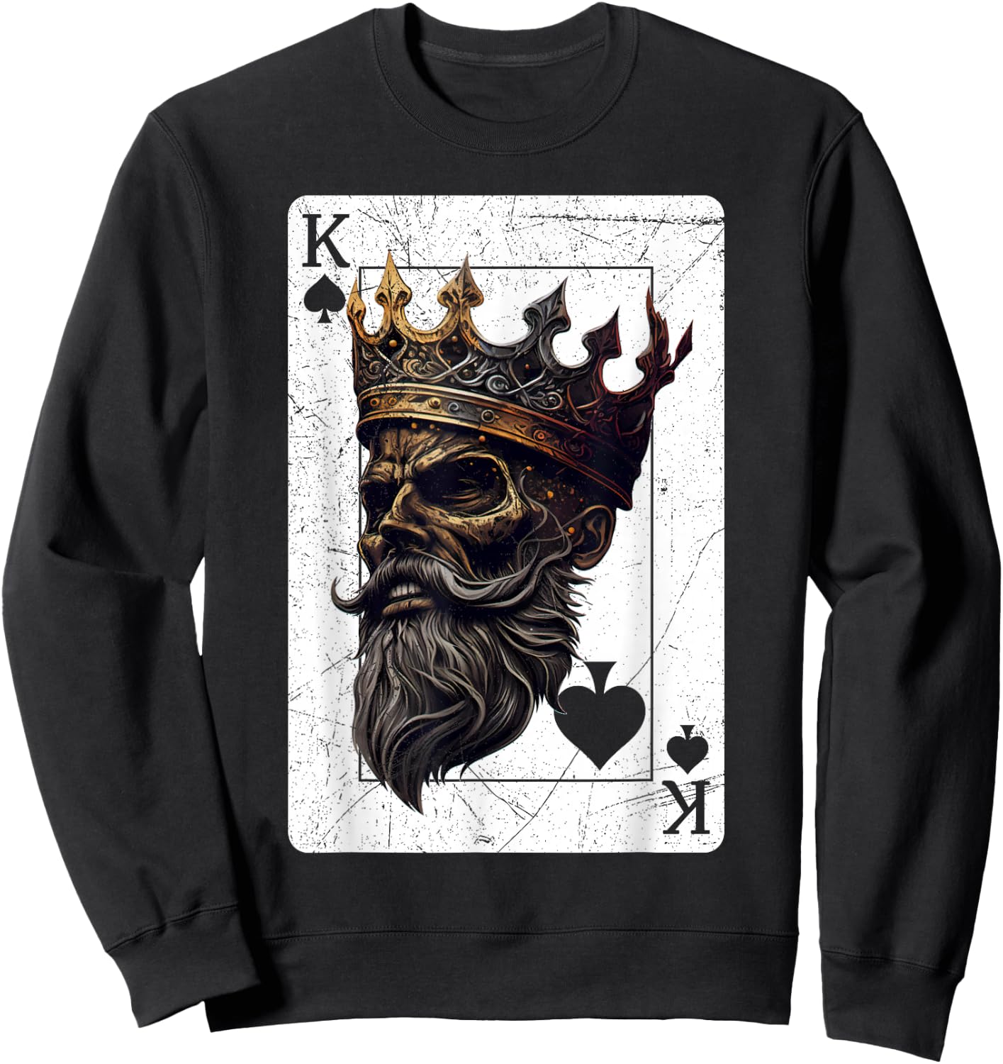 King Spades Creepy Halloween Card Game Poker Gothic Sweatshirt - Sweatshirt | Black
