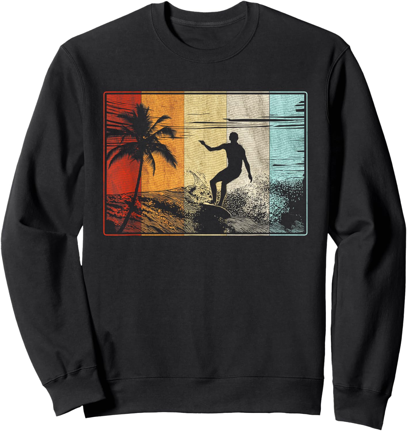 Beach Surfing Surfboard Vintage Retro Surfboarder Surfer Sweatshirt - Sweatshirt | Black