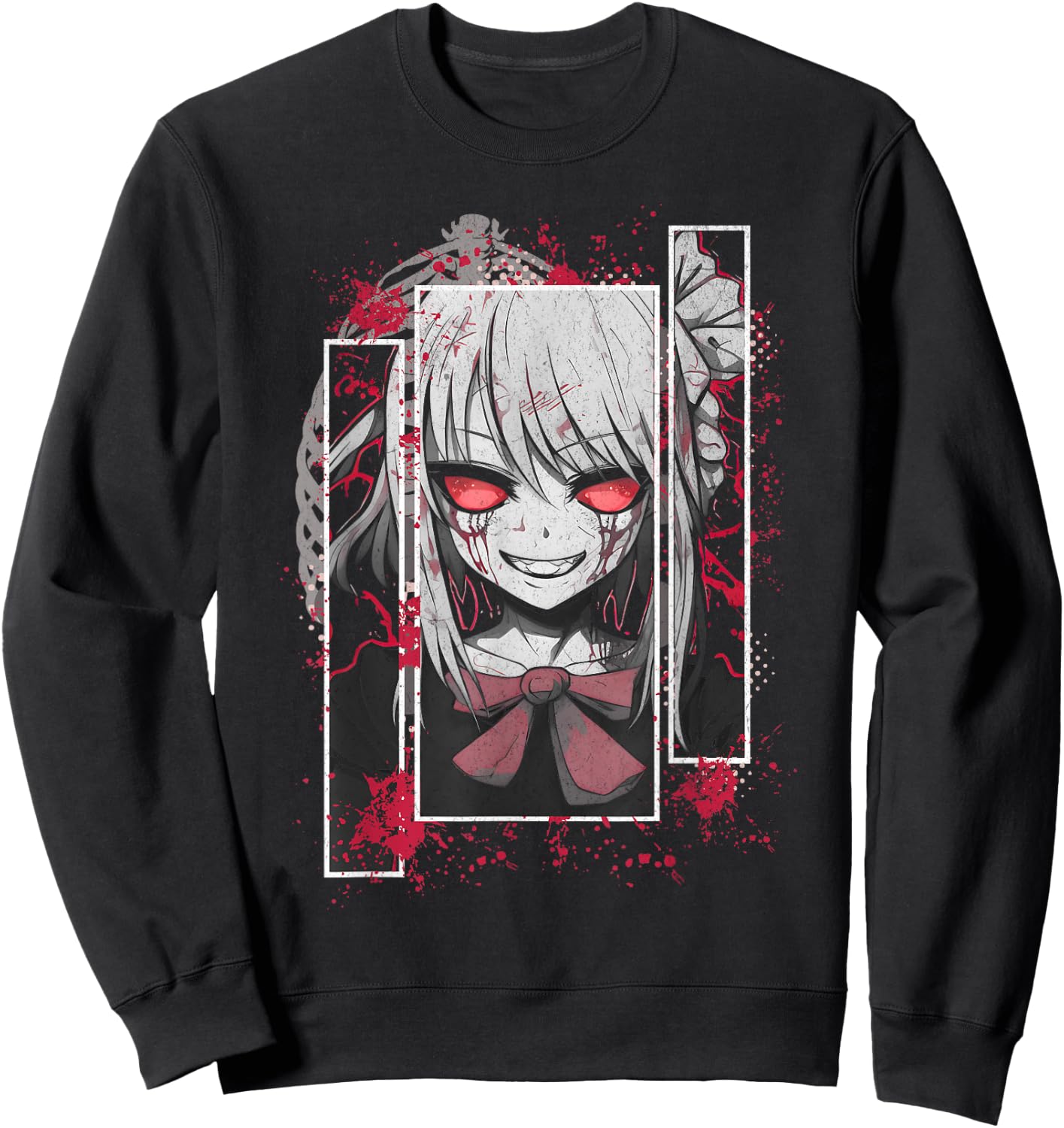 Horror Anime Yandere Menhera Demon Girl Japanese Aesthetic Sweatshirt - Sweatshirt | Black