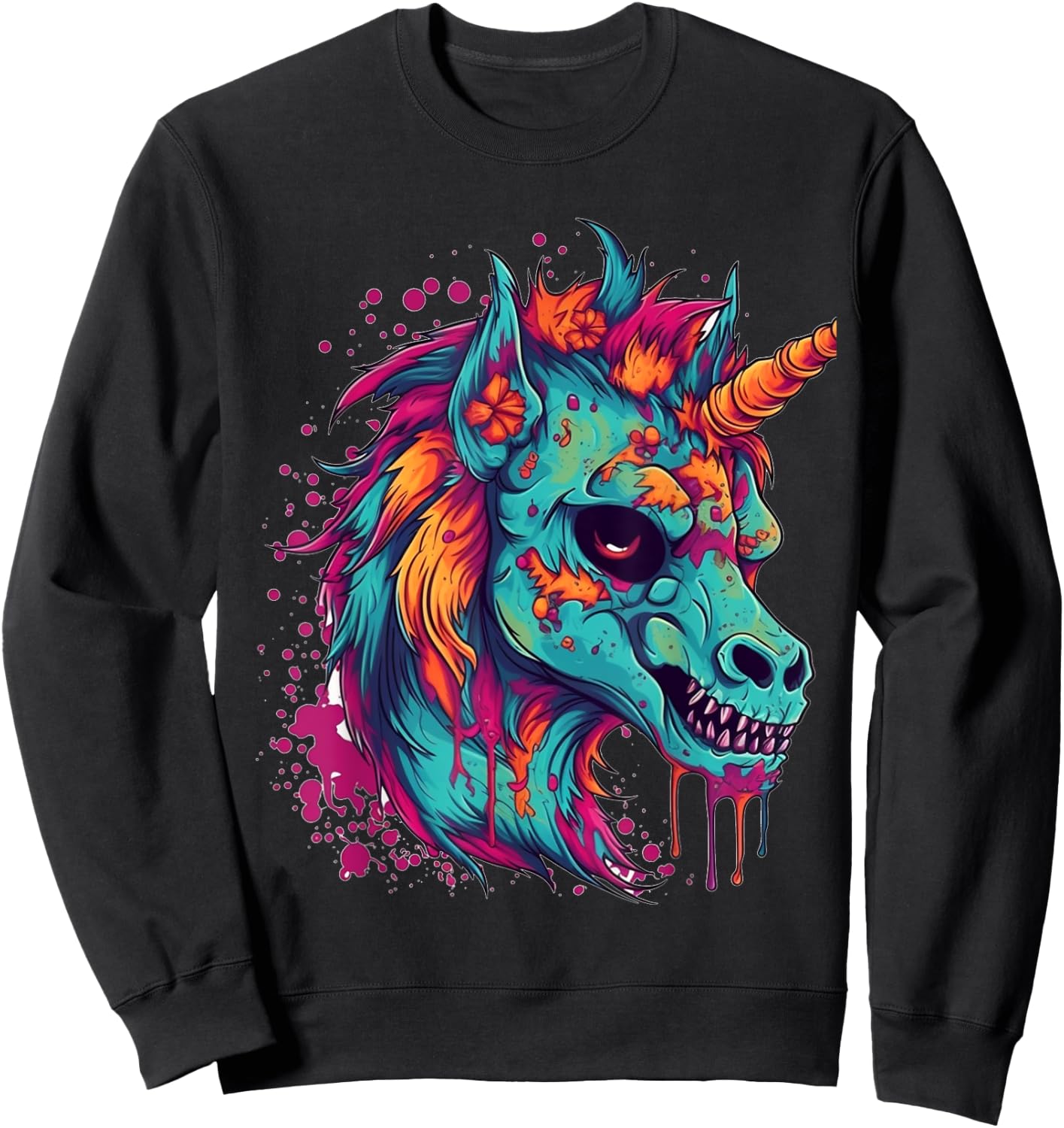 Zombie Unicorn Halloween Costume Scary Magical Women Girls Sweatshirt - Sweatshirt | Black