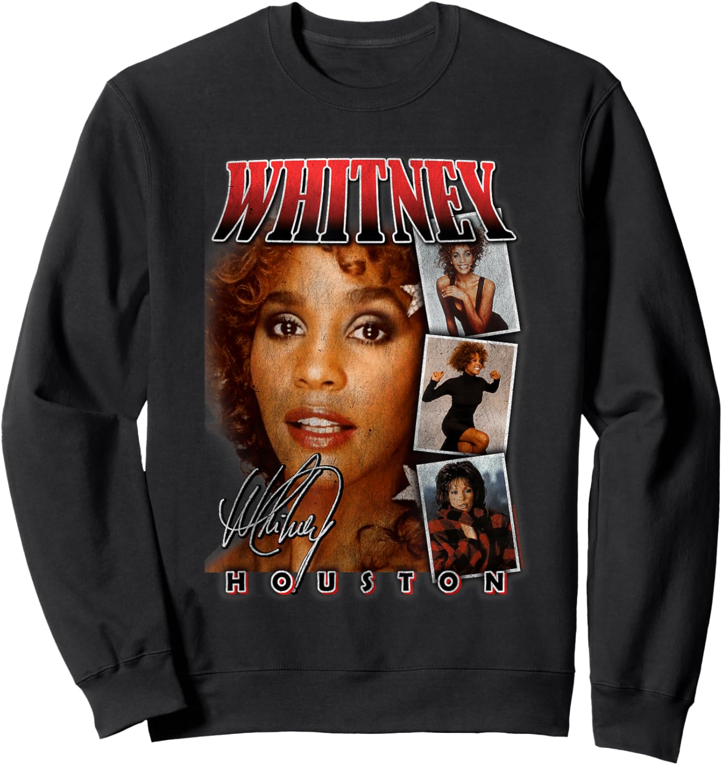 Whitney Houston Photo Collage with Signature Sweatshirt - Sweatshirt | Black