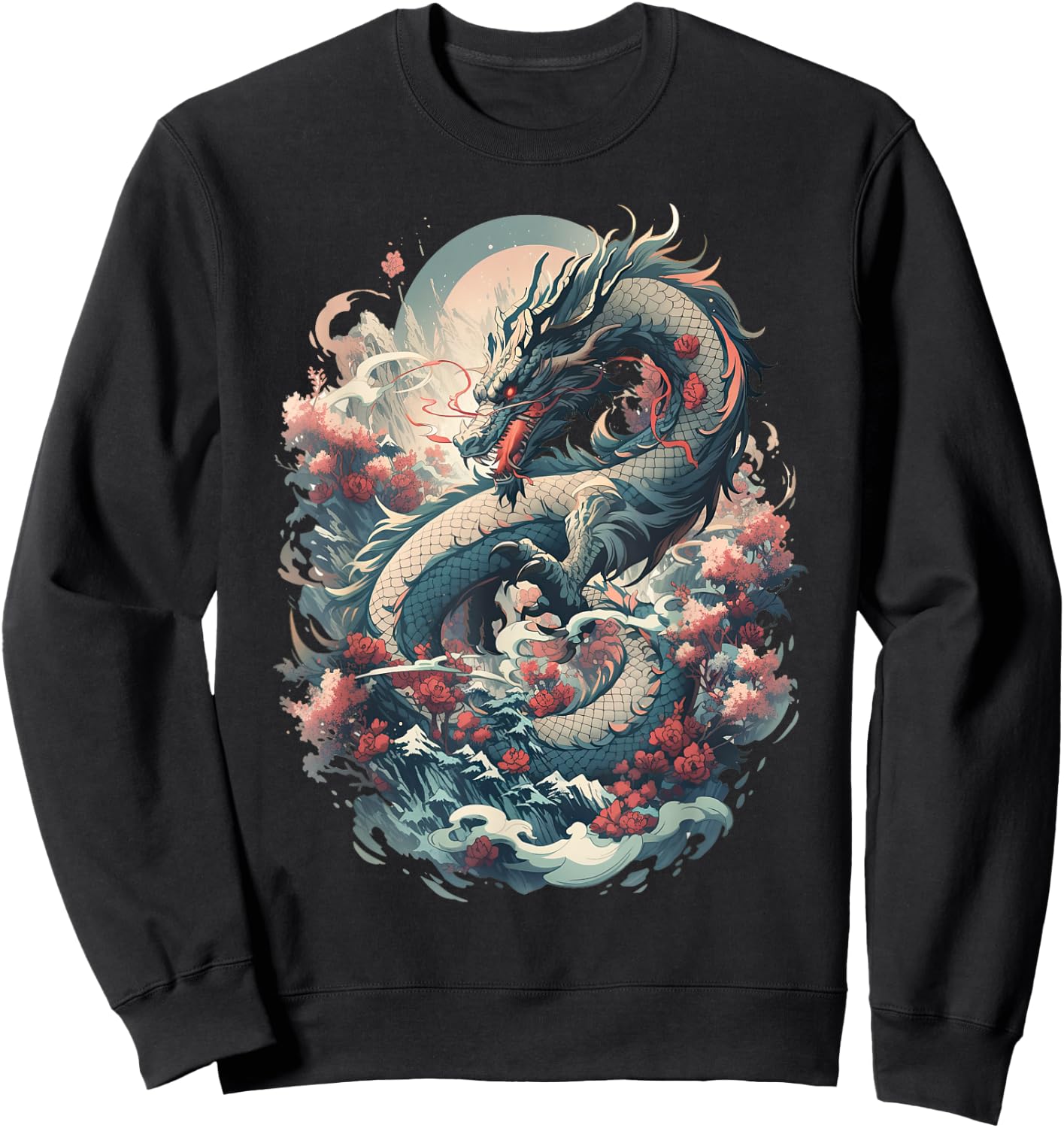 Japanese Aesthetic Dragon japanese art Japan Tattoo Sweatshirt - Sweatshirt | Black