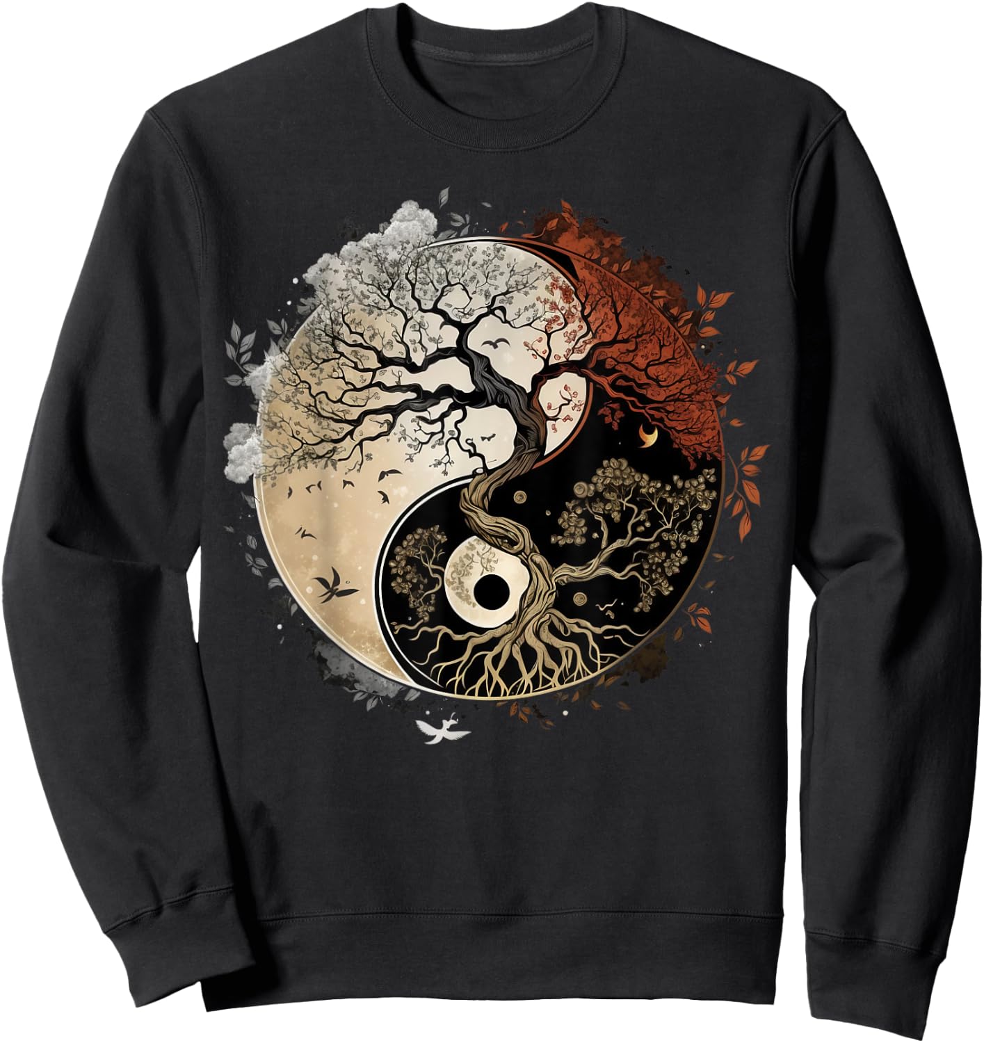 Tree of Life on buddhist Yin Yang Meditation Sweatshirt - Sweatshirt | Black