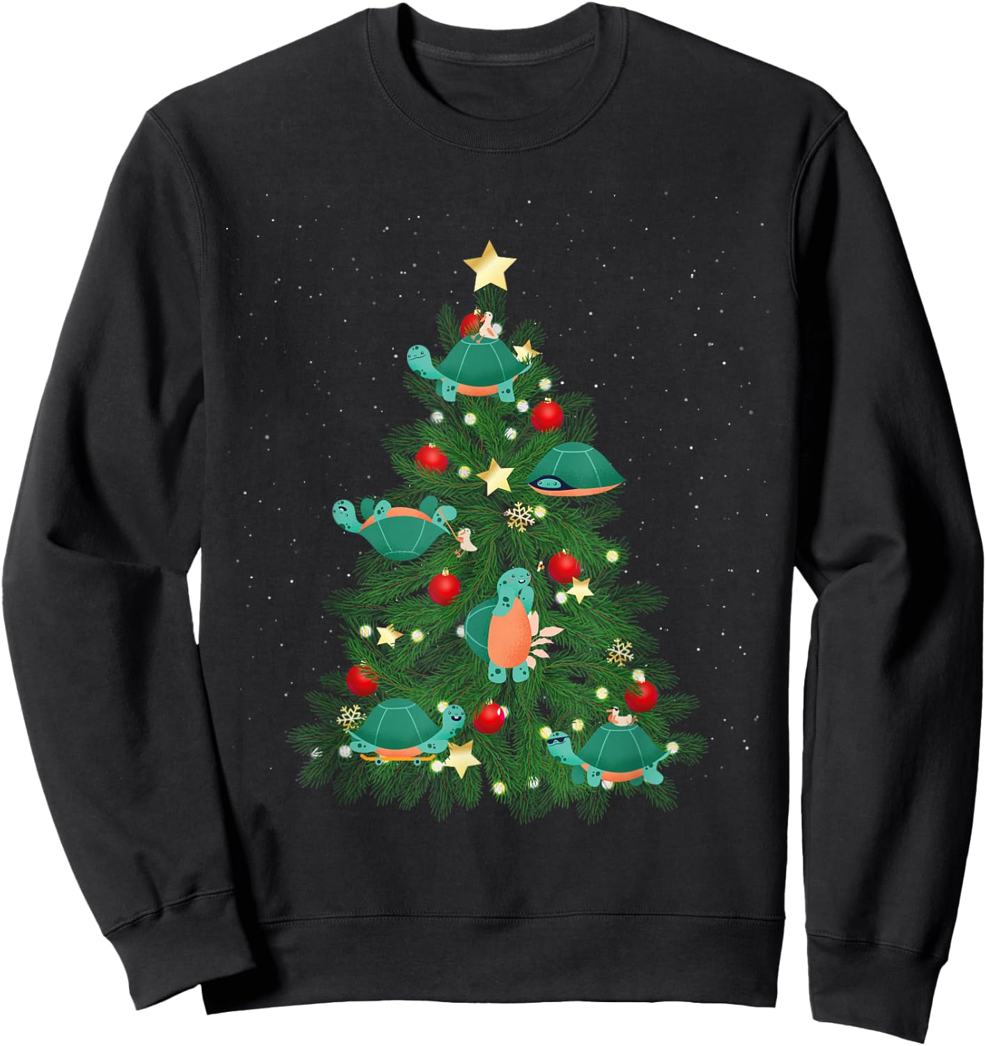 Sea Turtle Tortoise Christmas Tree Sweatshirt - Sweatshirt | Black