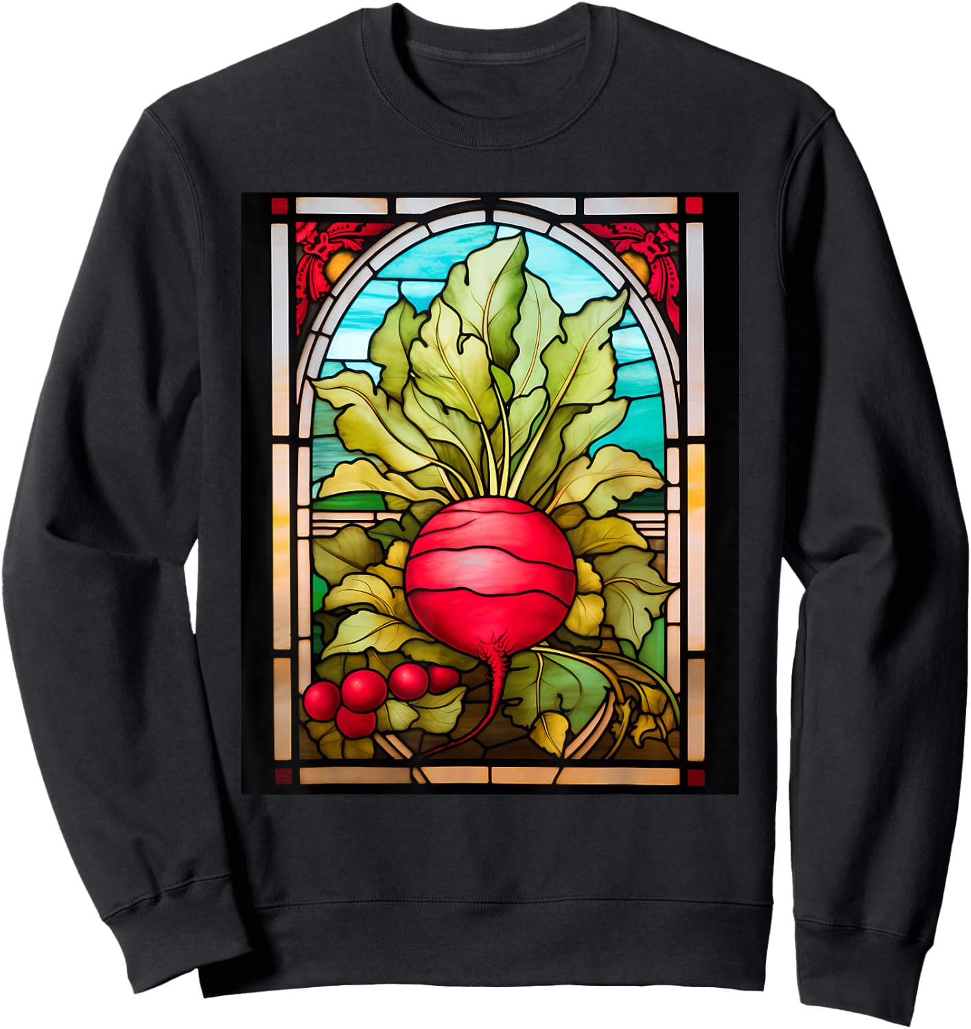 Stained Glass Style Radish Sweatshirt - Sweatshirt | Black