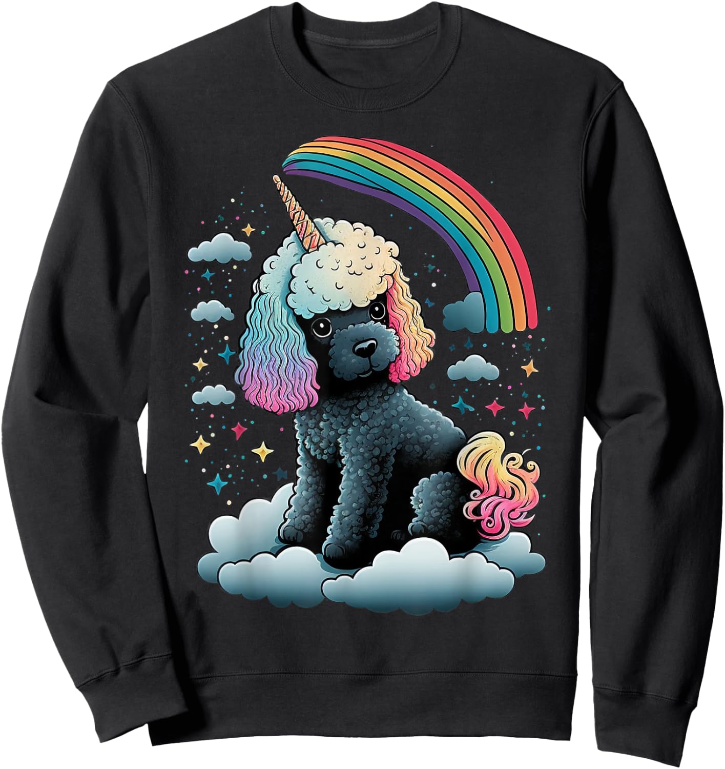Toy Poodle Unicorn on Rainbow Unicorn Poodle Sweatshirt - Sweatshirt | Black