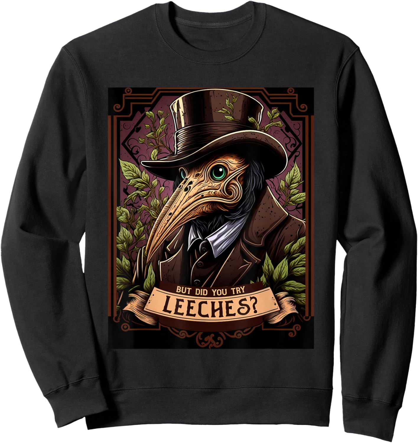 The Leech-Bearing Plague Doctor - Middle Ages Medical Retro Sweatshirt - Sweatshirt | Black