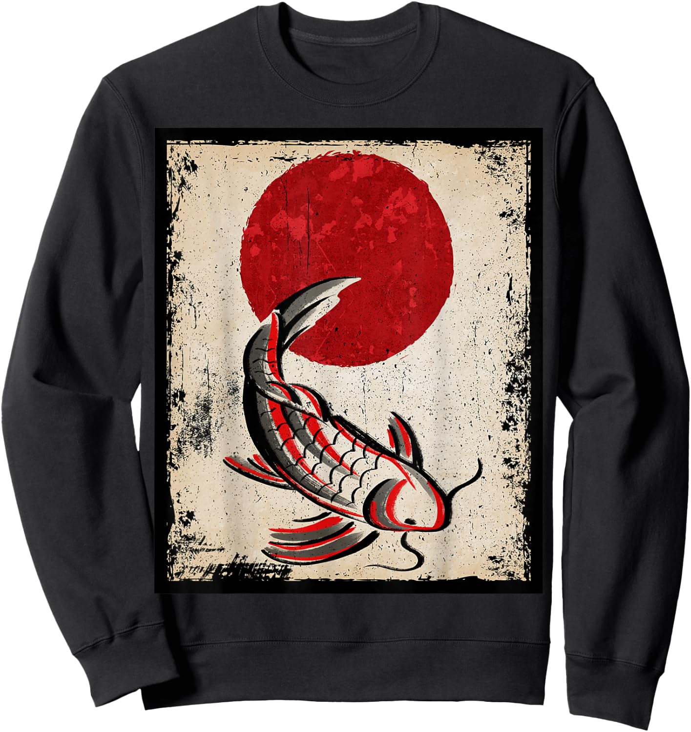 Japan koi carp fish Japanese Art Retro Sweatshirt - Sweatshirt | Black