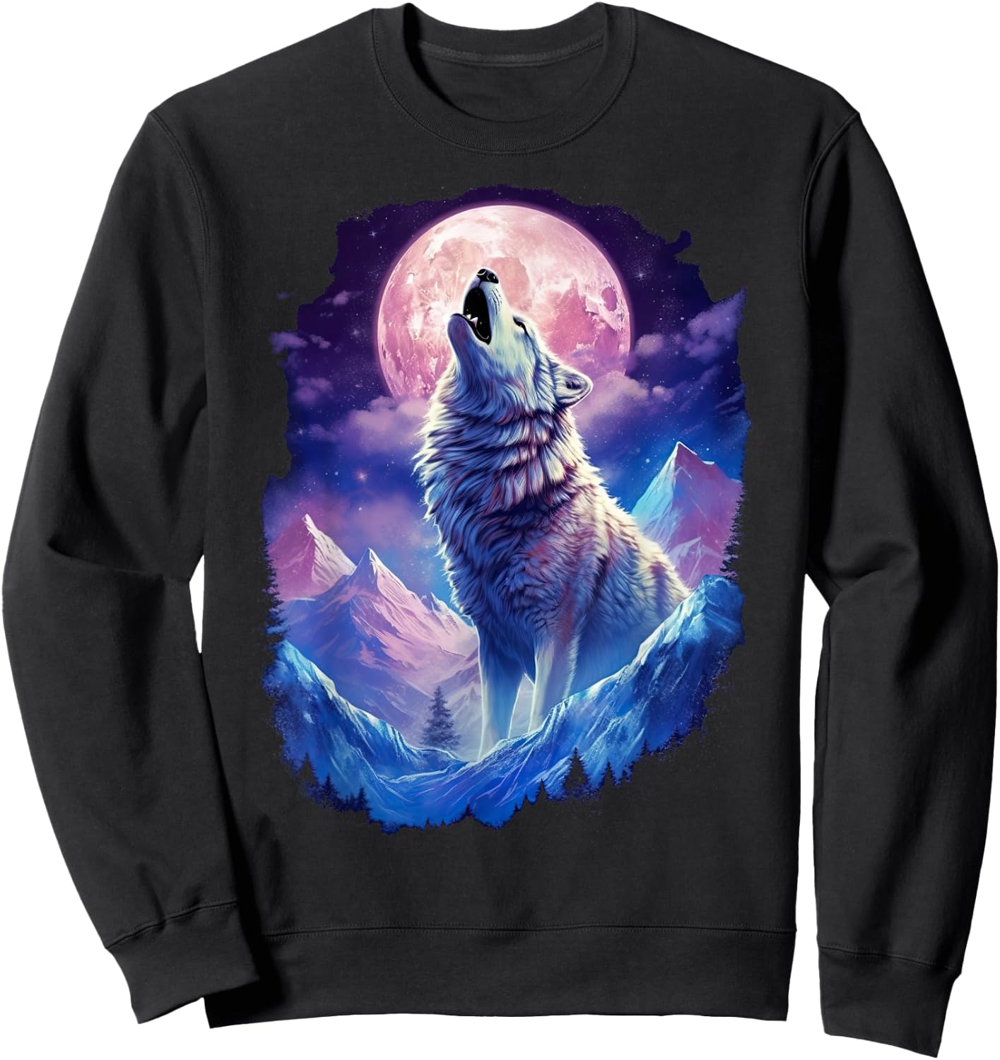 Wolf Moon Howling Funny Wolves pack of wolves Sweatshirt - Sweatshirt | Black