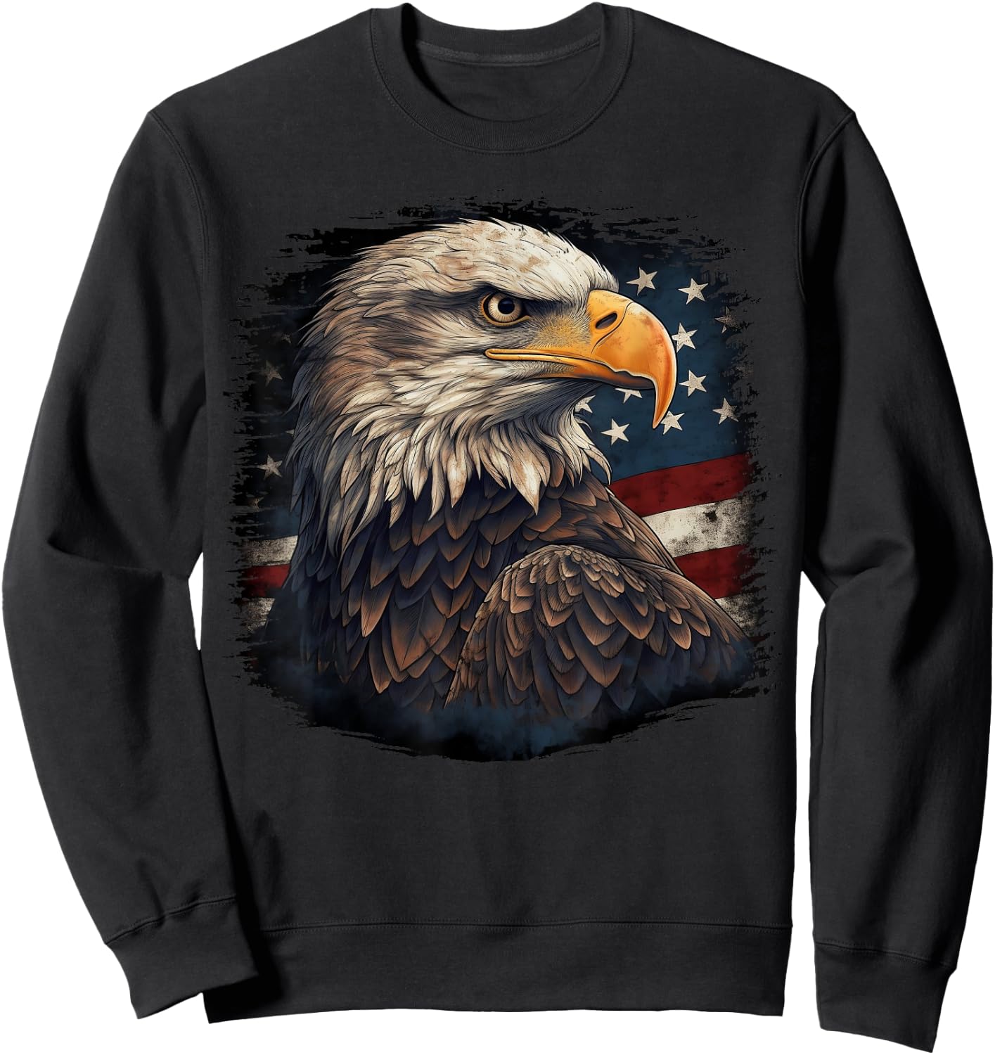 Bald Eagle US American Flag 4th of July Proud Patriotic Sweatshirt - Sweatshirt | Black