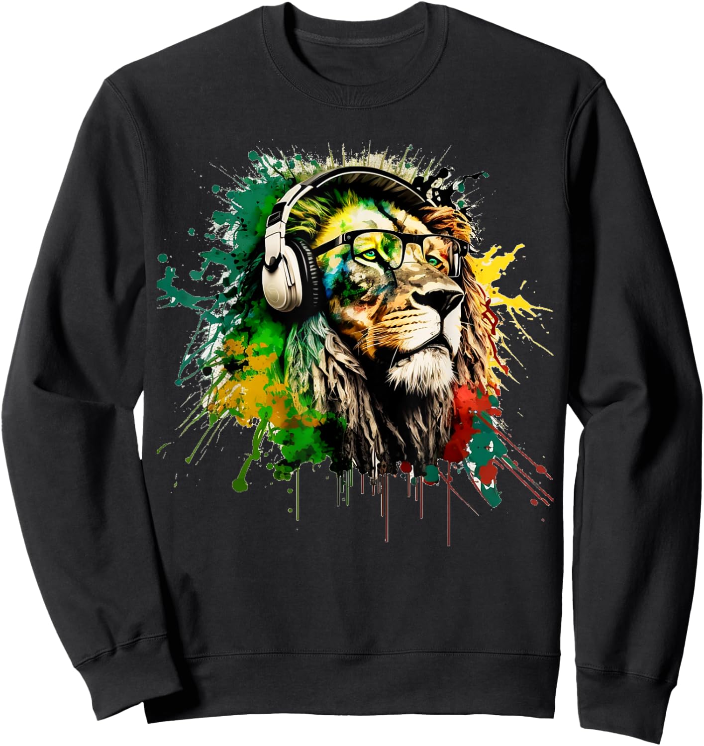 Rasta Lion Stylish Rastafari Design Reggae & Jamaica Vibes Sweatshirt - Sweatshirt | Black