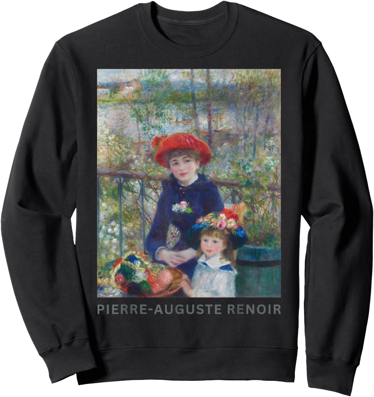 Renoir Two Sisters On the Terrace Fine Art Sweatshirt - Sweatshirt | Black