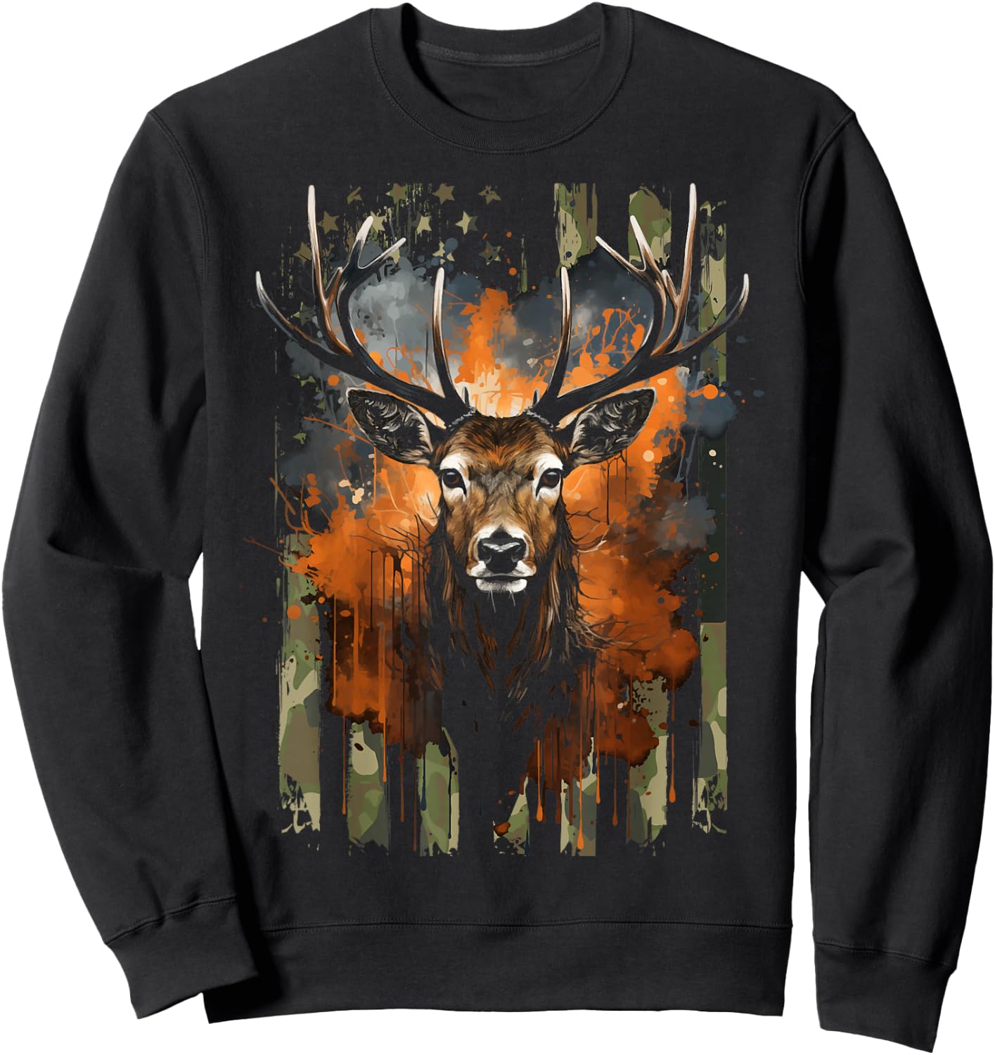 Deer Hunting Camo US Flag for Hunter Sweatshirt - Sweatshirt | Black