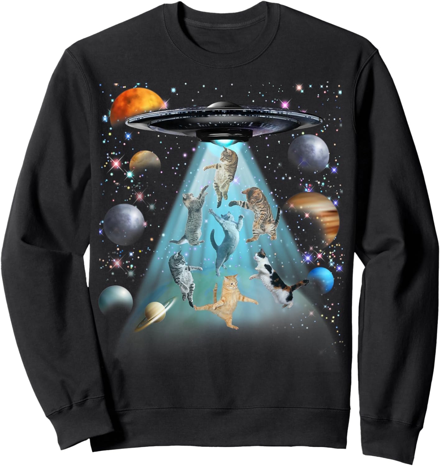 Space Cat Galaxy Cat Funny for Cat Dad Cat Mom Cat Lover Sweatshirt - Sweatshirt | Black