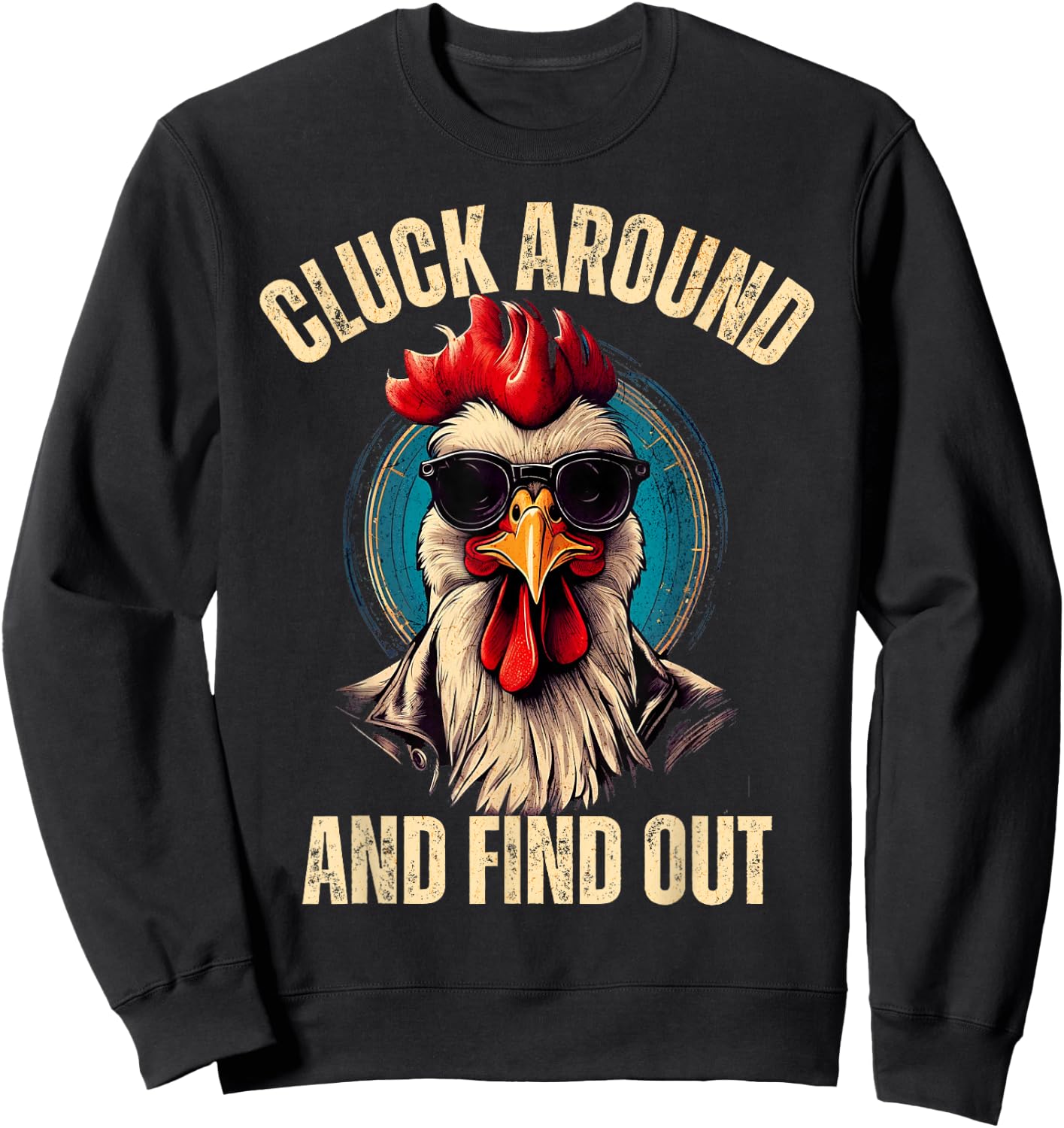 Cluck around and find out funny gangster rooster Sweatshirt - Sweatshirt | Black