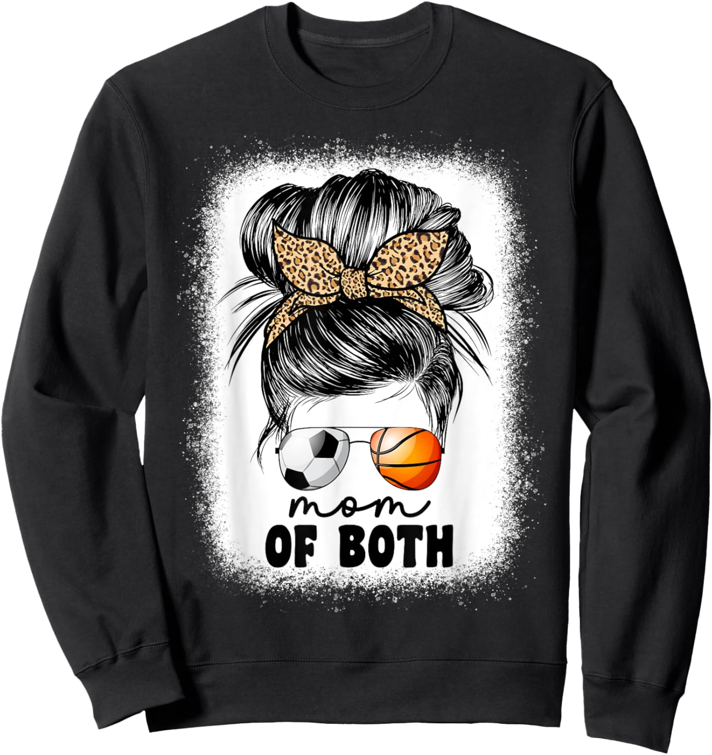 Mom Of Both Soccer And Basketball Mom Messy Bun Sweatshirt - Sweatshirt | Black