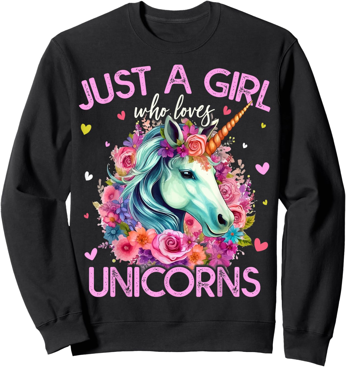 Just A Girl Who Loves Unicorns Girls Sweatshirt - Sweatshirt | Black
