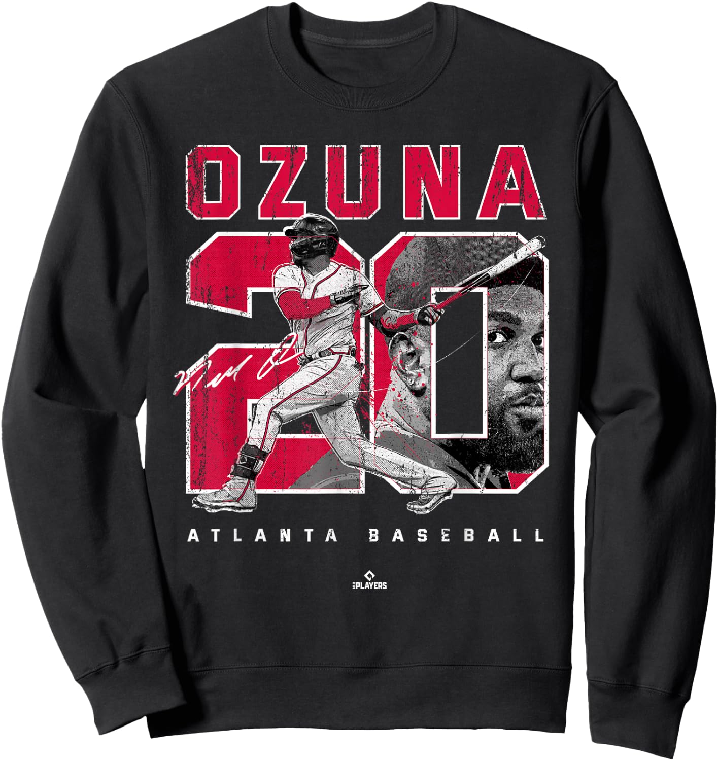 Number and Portrait Marcell Ozuna Atlanta MLBPA Sweatshirt - Sweatshirt | Black