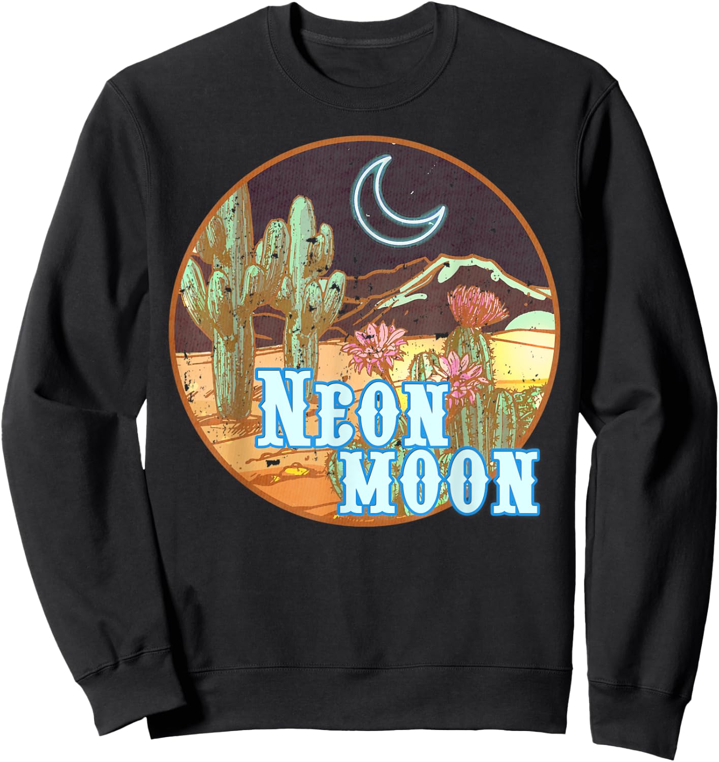 Western 90's Country Music Neon Moon Country Cowgirl Cowboy Sweatshirt - Sweatshirt | Black