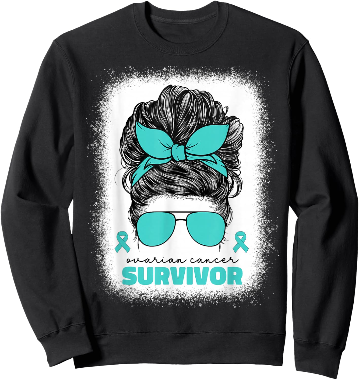 Ovarian Cancer Teal Ribbon Ovarian Cancer Survivor Sweatshirt - Sweatshirt | Black