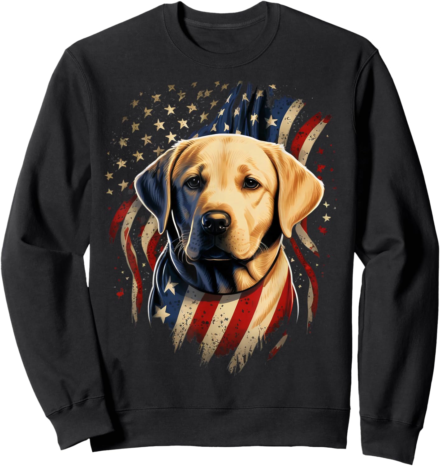 USA 4th of July Yellow Patriotic American Labrador Retriever Sweatshirt - Sweatshirt | Black