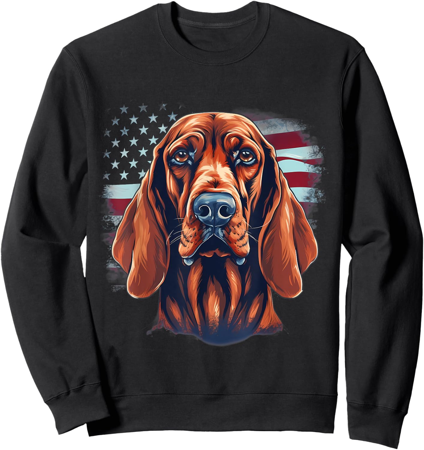 4th Of July US Flag Redbone Coonhound Dog Women Kids Men Sweatshirt - Sweatshirt | Black