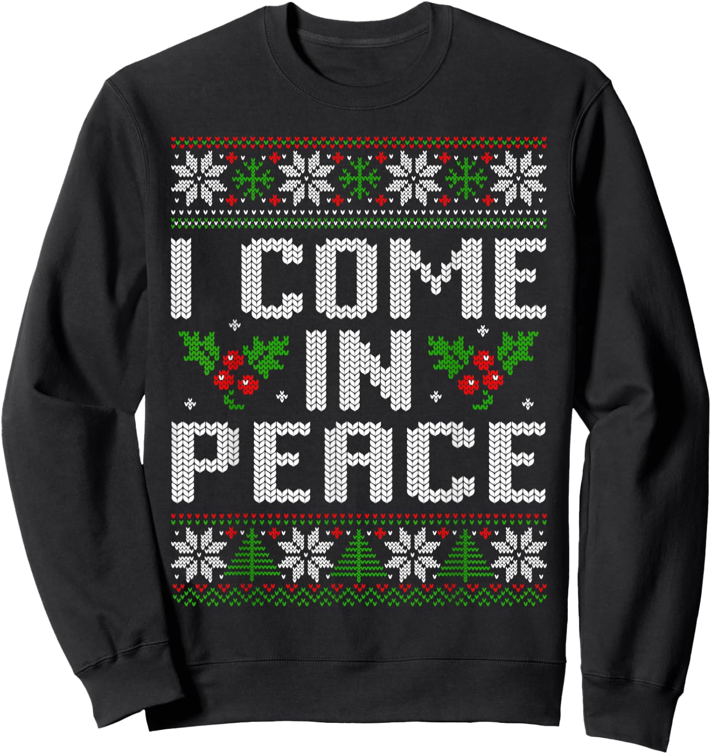 I Come in Peace Couple Matching Ugly Christmas Sweater Sweatshirt - Sweatshirt | Black