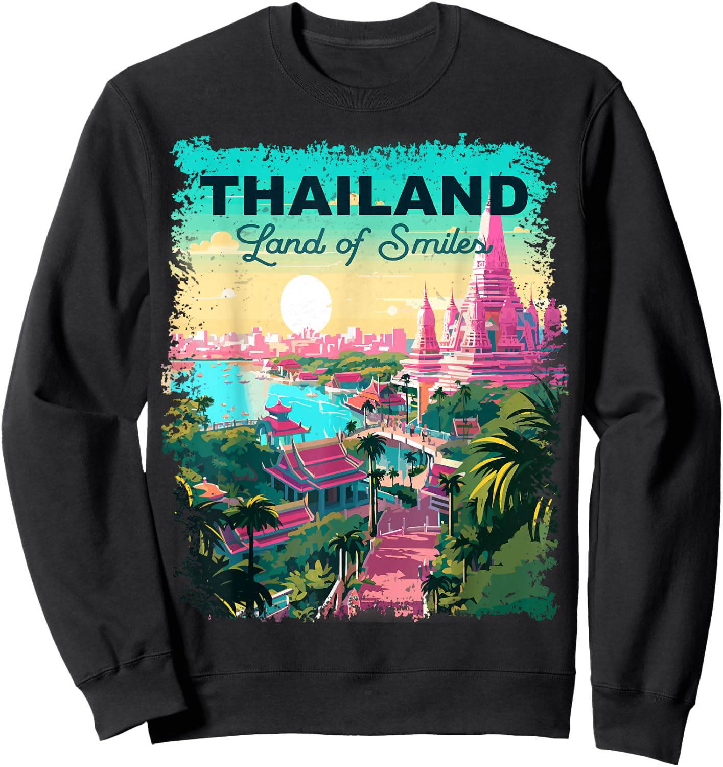 Thailand Vacation Vintage Sweatshirt - Sweatshirt | Black