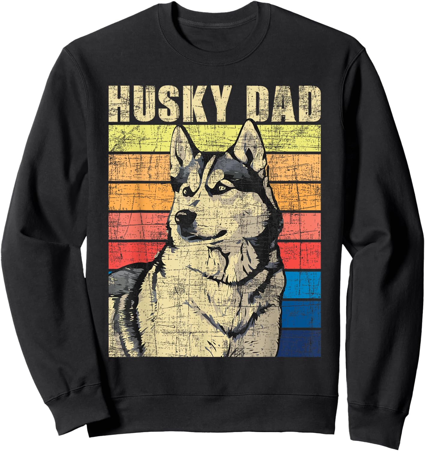 Husky Dad - Retro Vintage Pet Siberian Husky Dog Lover Men Women Kids Sweatshirt - Sweatshirt | Black
