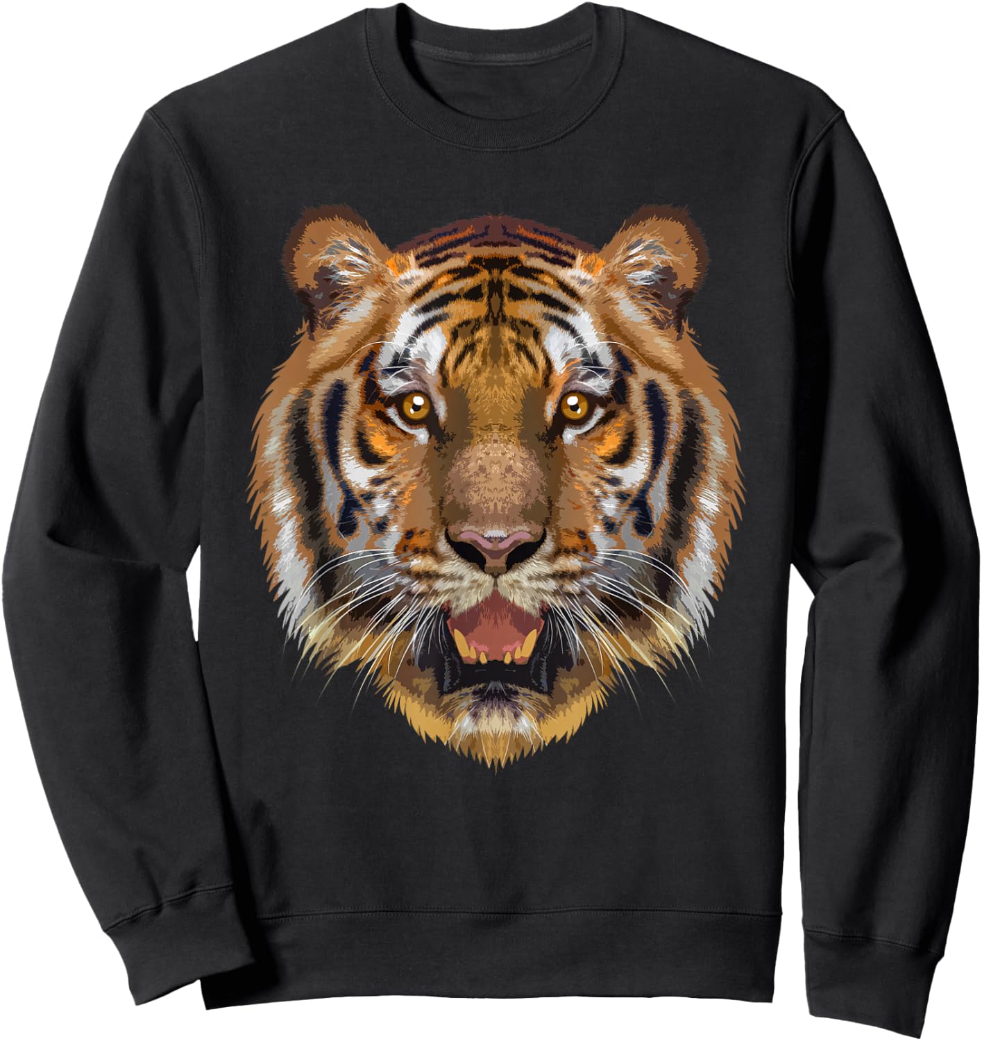 Cool Tiger Women Animal Face Cat Print Bengal Tigers Sweatshirt - Sweatshirt | Black