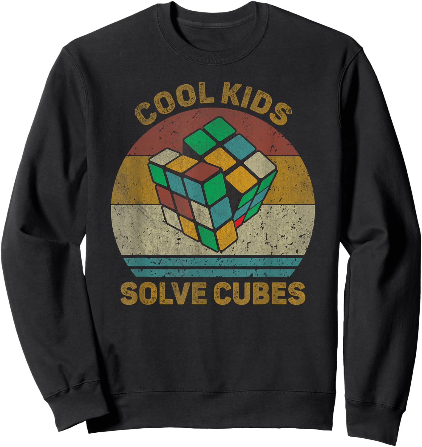 Cool Kids Solve Cubes Vintage Math Speedcubing Lovers Sweatshirt - Sweatshirt | Black