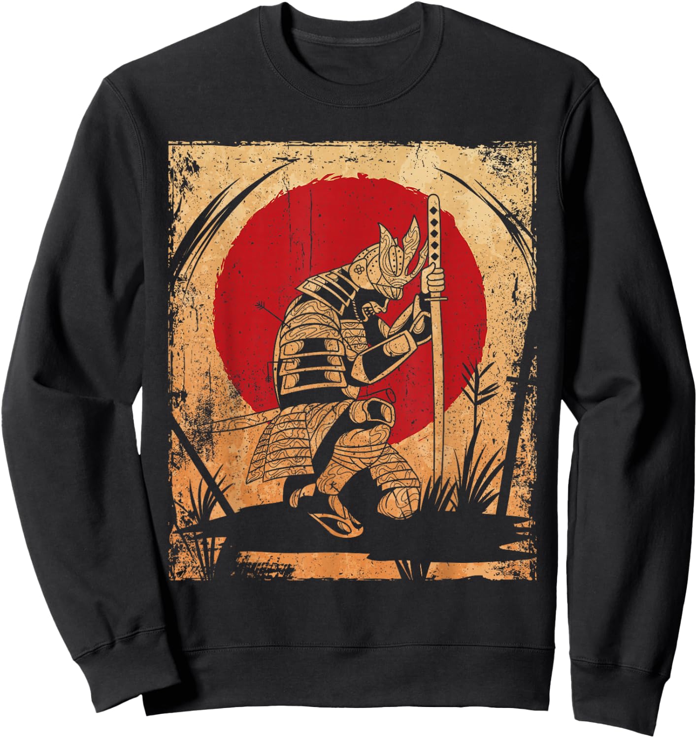 Samurai Japanese Art Vintage Fighter Retro Sweatshirt - Sweatshirt | Black