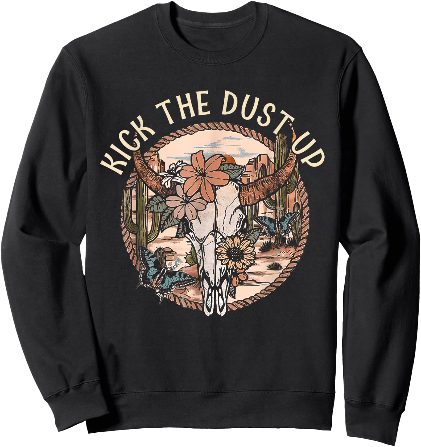 Kick The Country Music Dusts Up Classic Cactus Sweatshirt - Sweatshirt | Black