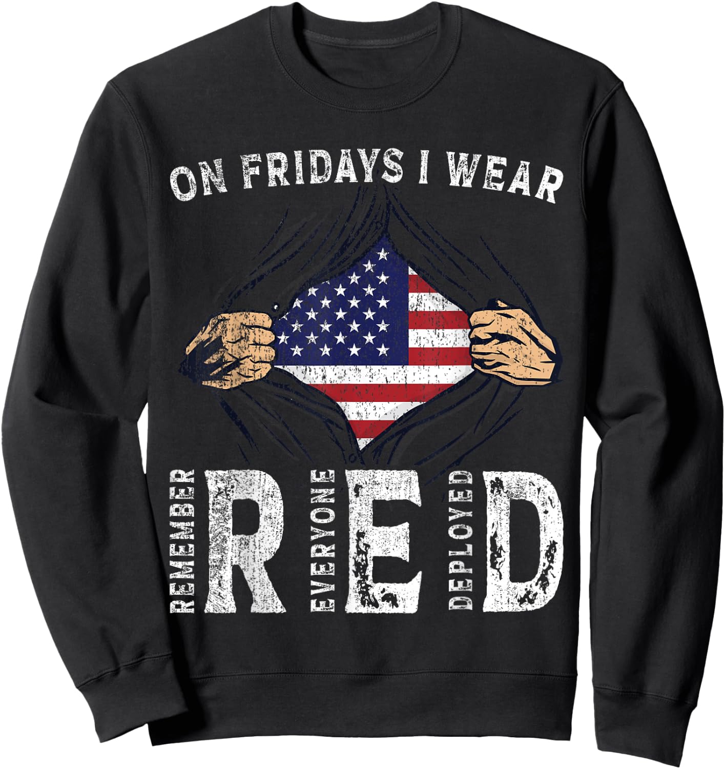 Fridays I Wear Red USA Support American Troops Sweatshirt - Sweatshirt | Black