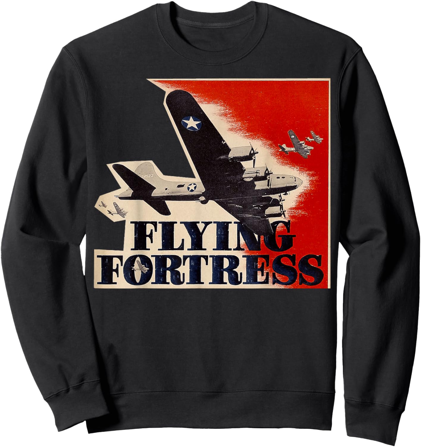 Vintage WWII B-17 USA Warplane B17 Flying Fortress Sweatshirt - Sweatshirt | Black