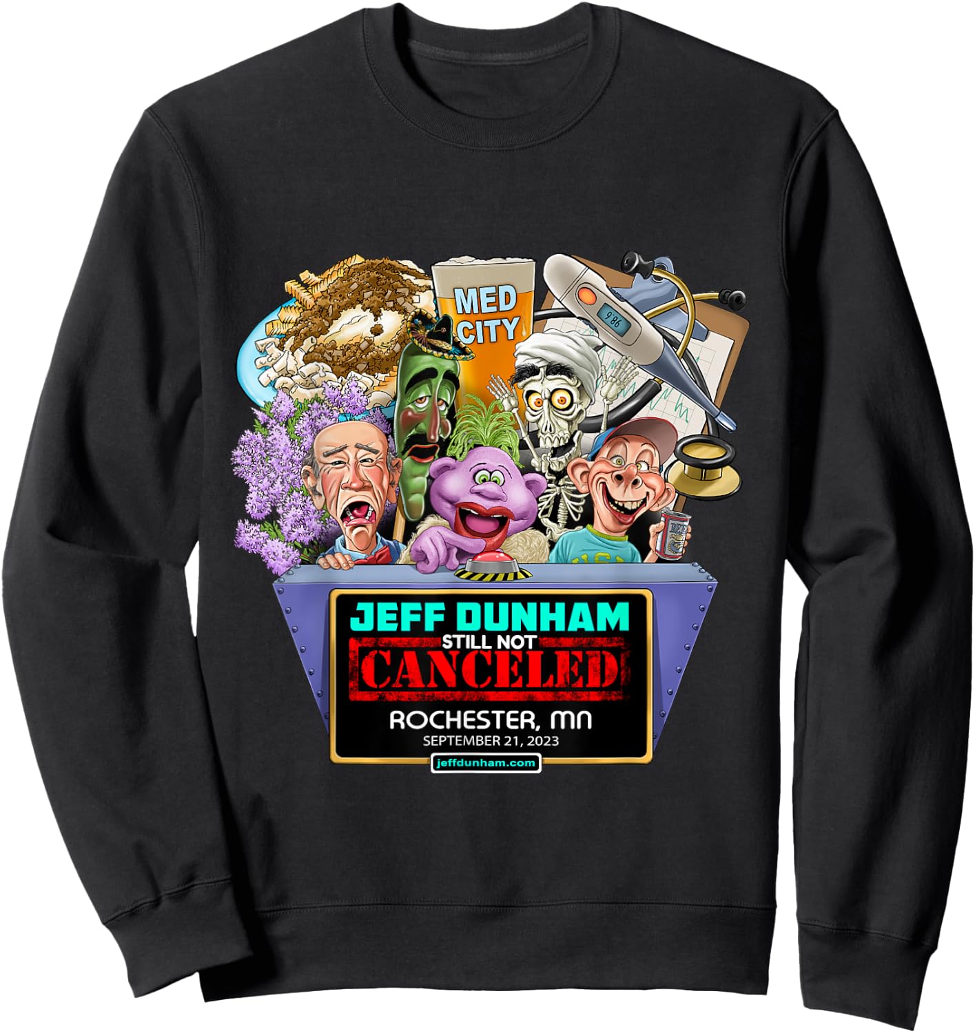 Jeff Dunham Rochester, MN (2023) Sweatshirt - Sweatshirt | Black