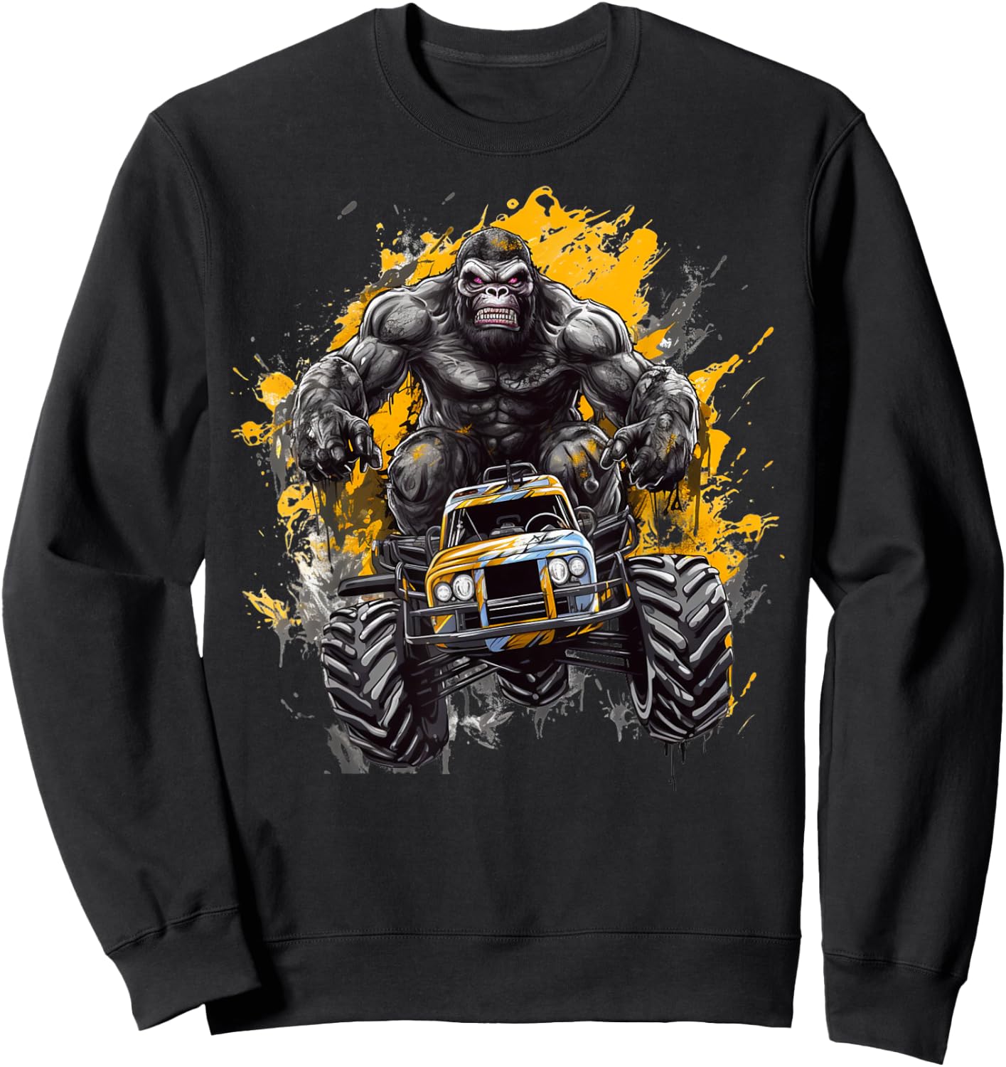 Sasquatch Riding Monster Truck Bigfoot for Boys Toddlers Sweatshirt - Sweatshirt | Black