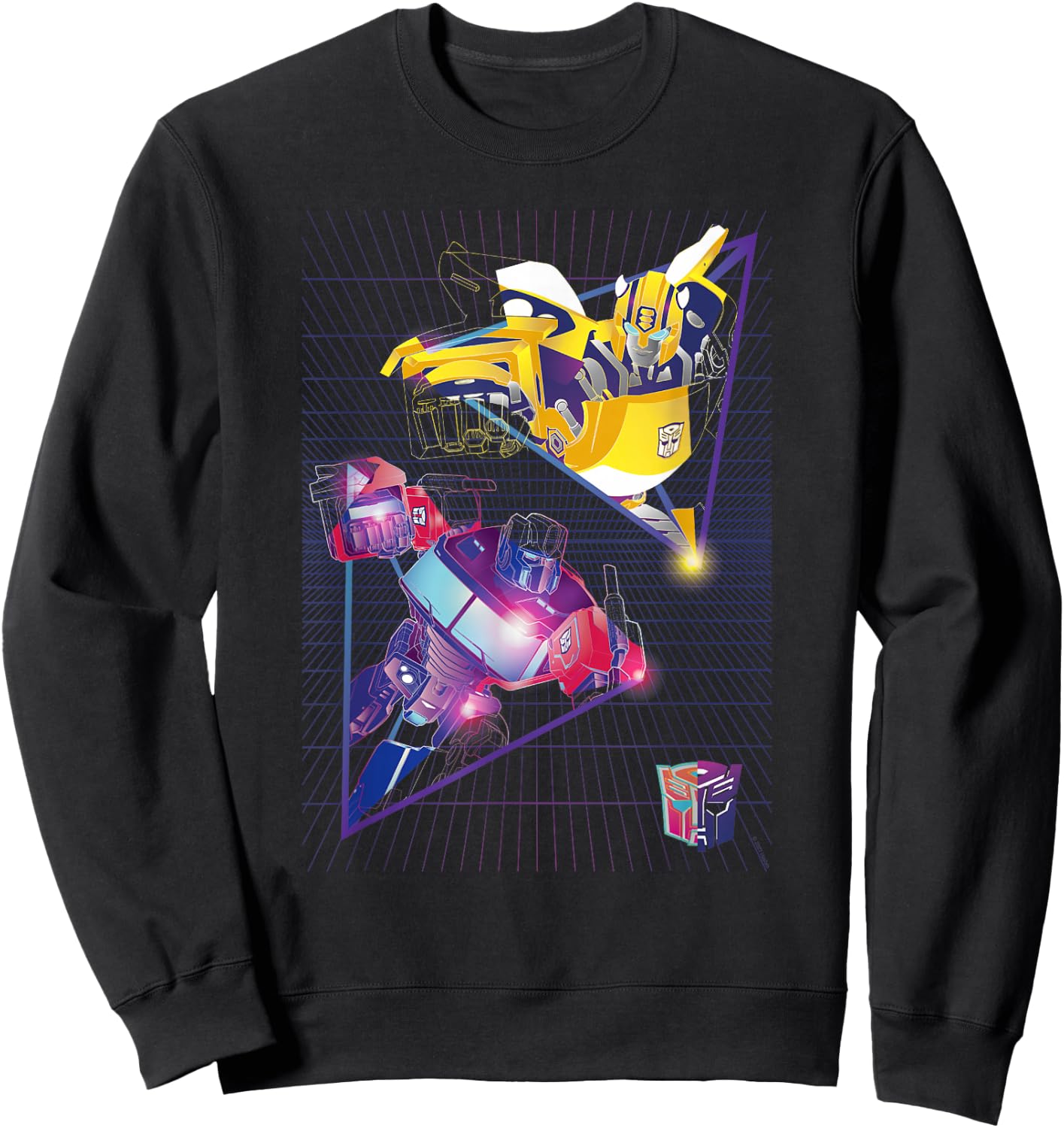 Transformers Optimus Prime & Bumblebee Neon Triangle Sweatshirt - Sweatshirt | Black