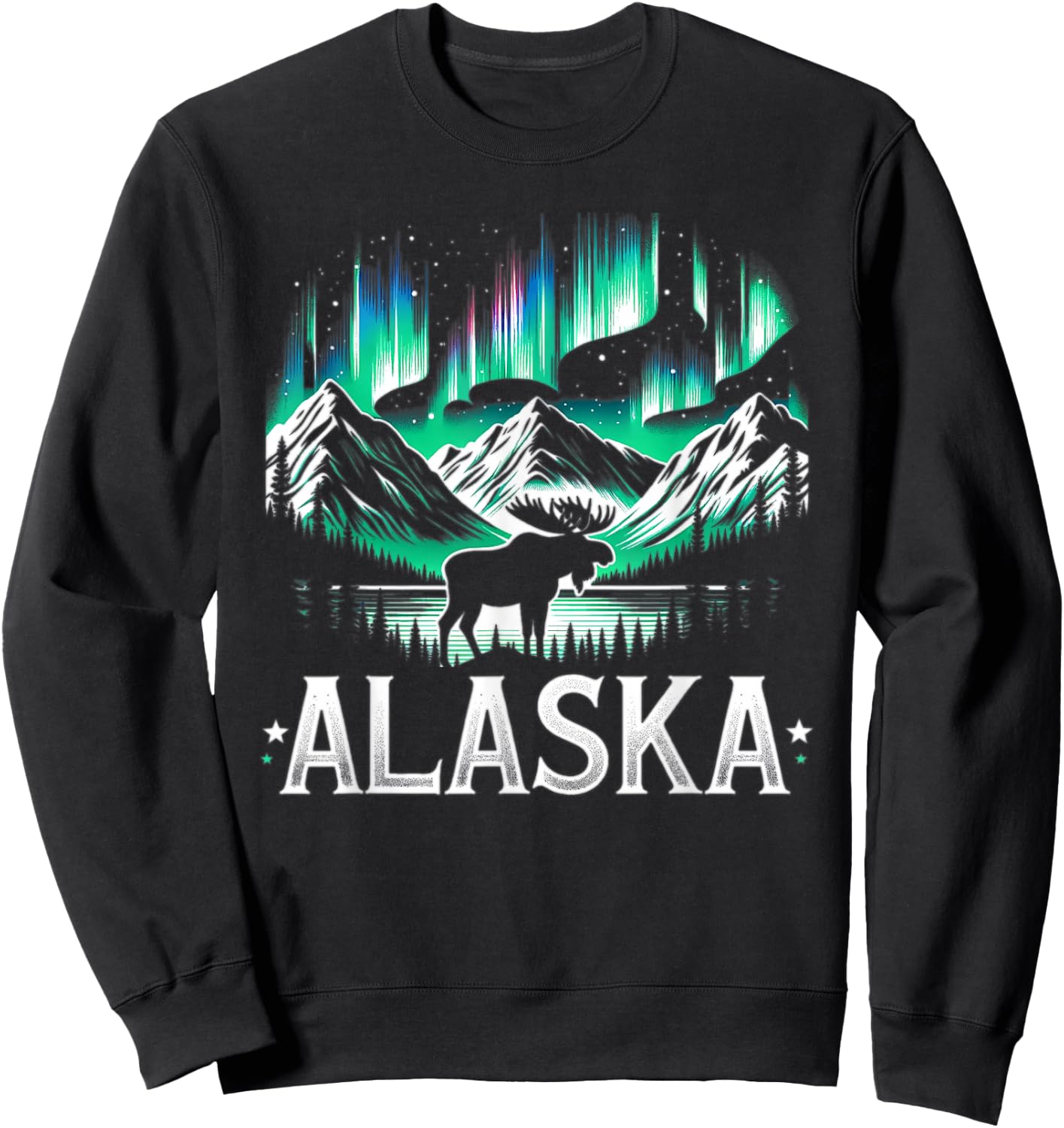 Alaska Day The Last Frontier Alaska Mountain Moose Souvenir Sweatshirt - Sweatshirt | Black